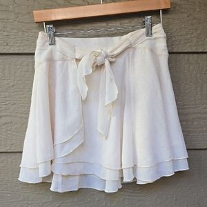 Aerie Cream chiffon Sheer wrap Mini Skirt XS